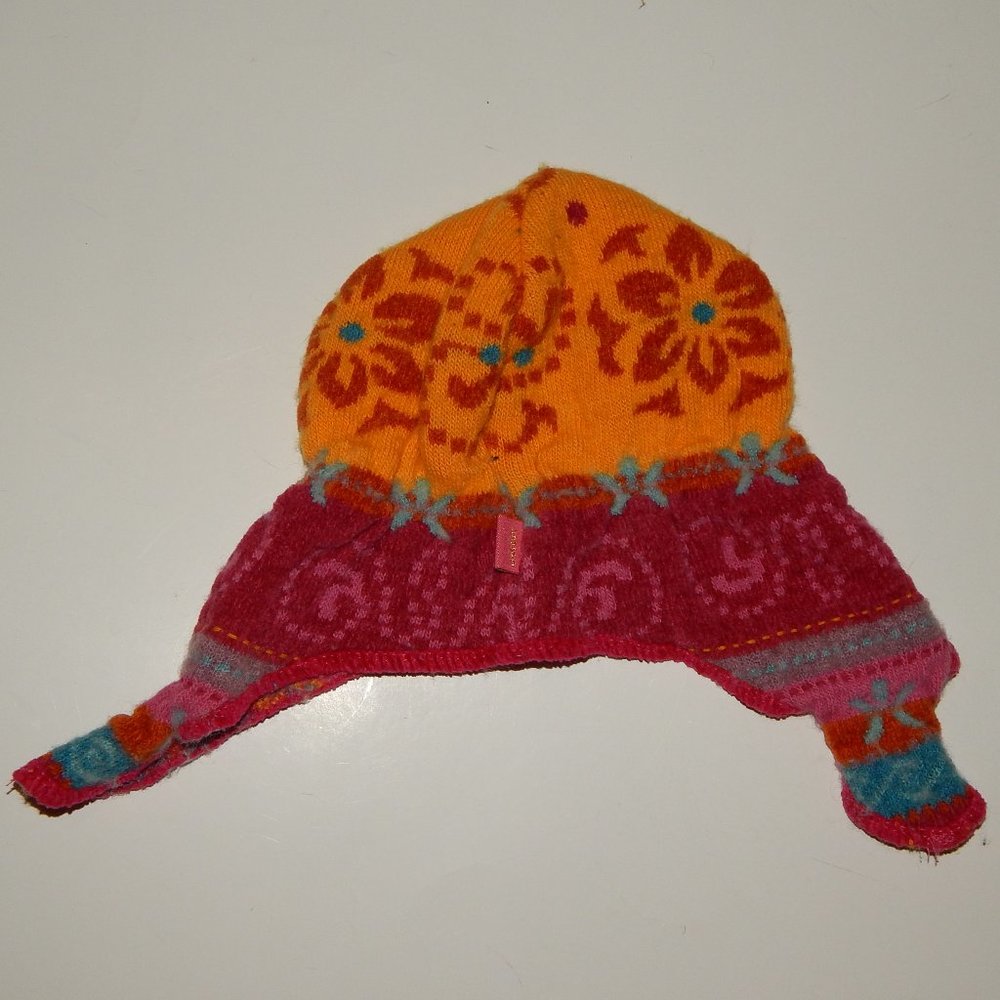Clayeux Size 3 Toddler Pink & Orange Acrylic/Wool Blend Knit Hat